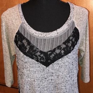 Free People Sweater Top Quarter Length Sleeve
